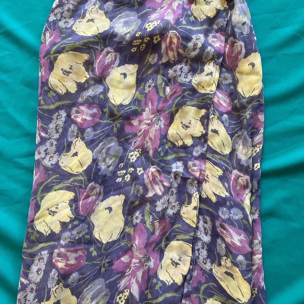 VINTAGE FLORAL purple maxi skirt S